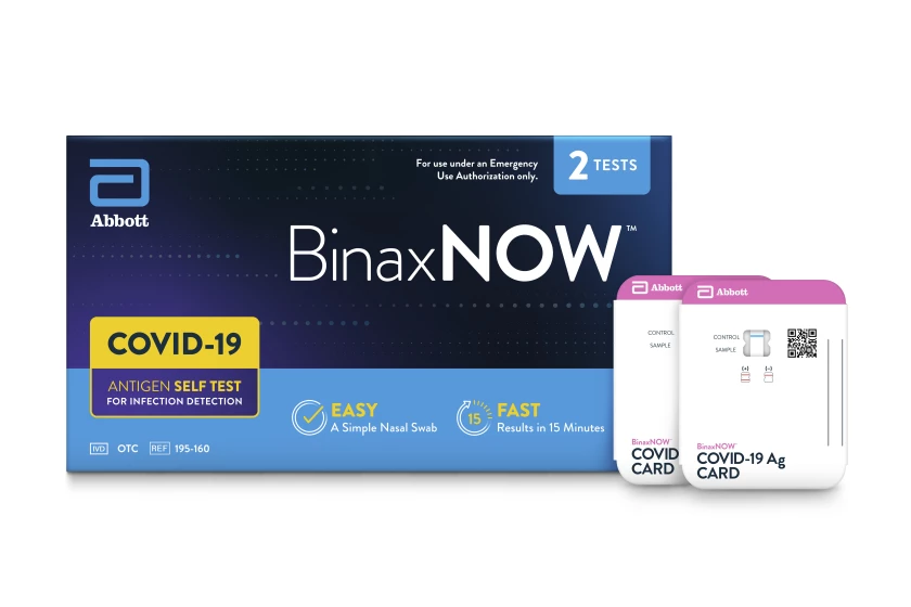 Test Kit Rapid BinaxNOW™ OTC Self Test Use Antigen Detection COVID-19 Ag Nasal Swab Sample 2 Tests (2/KT 6KT/CS) by Abbott Rapid Dx North America LLC  ID 195-260